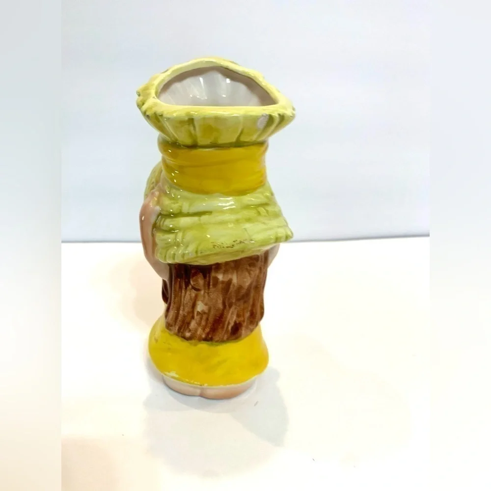 VTG Lefton Girl Head Vase Yellow Polka Dot 1960’s *Chipped * Read! MCM Style